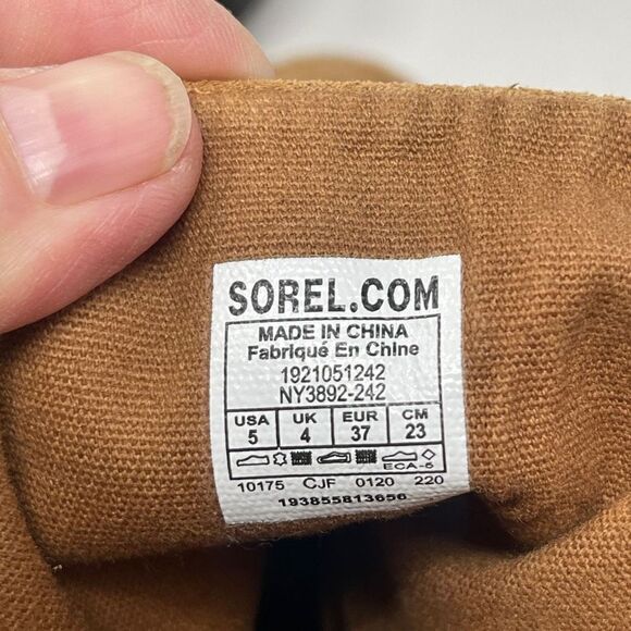 Sorel Brown Gold Star Red Lace Up Sorel Lexie Wedge Boots Size 5 - Picture 5 of 6